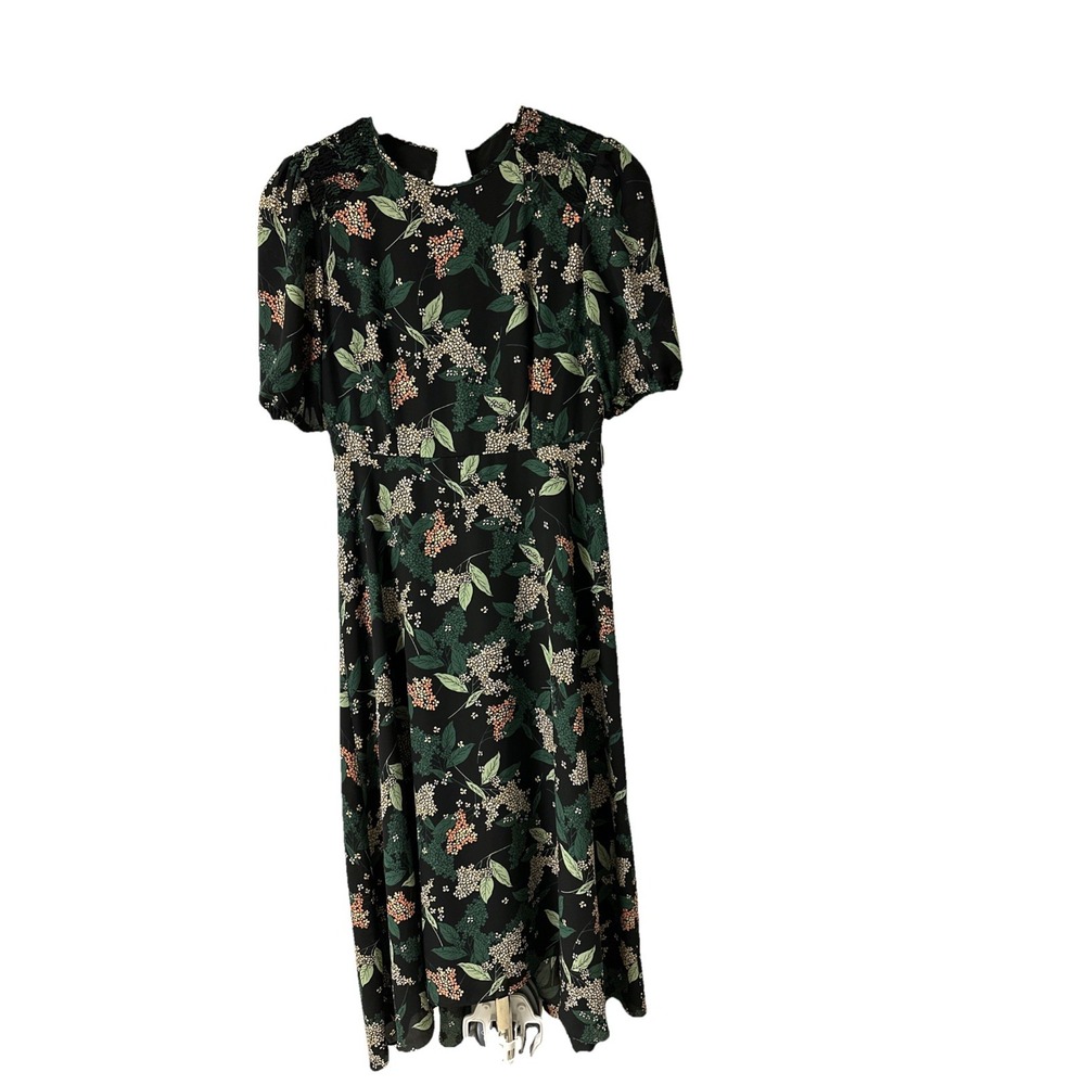 Donna Morgan Women's Black with Floral Print Short Sleeve Dress Polyester Size 6